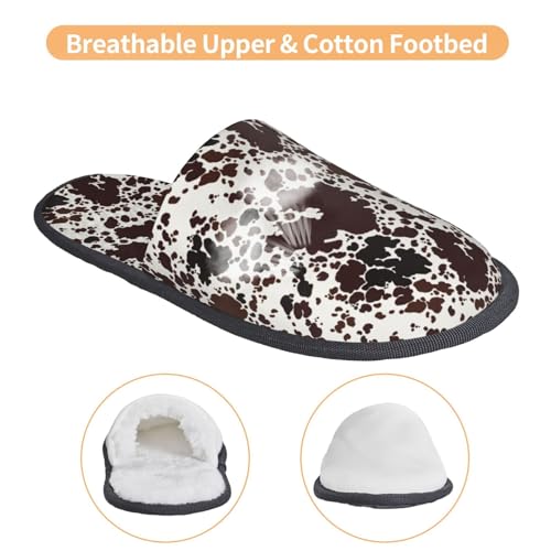Cow Skin Print House Slippers For Women And Men,Soft Slippers With Memory Foam,Non-Slip Indoor Home Shoes3