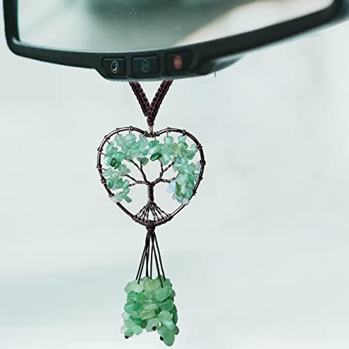 Green Car Accessories Heart Crystal Rearview Mirror Hanging