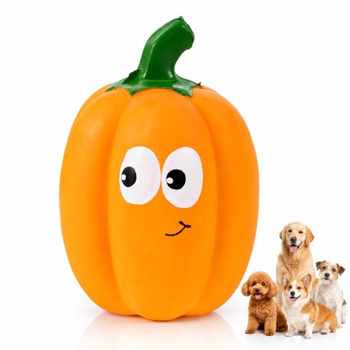 balacoo Squeaky Dog Toys - Halloween Latex Pumpkin Dog Chew Toys Puppy Chew Ball for Pet Interactive Play Grinding Teeth