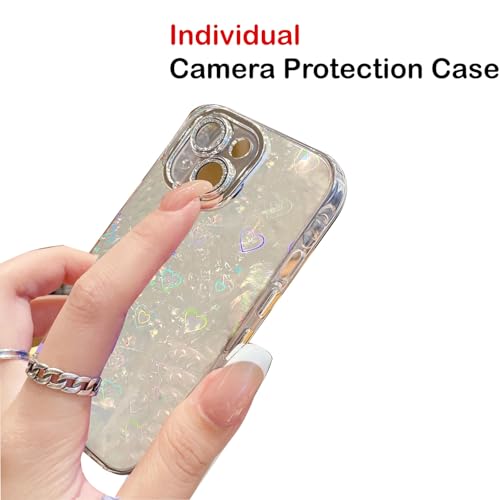 Image of mobistyle Silicone Designed for iPhone 16 Plus | Camera Lens Protection |Heart Pattern Print Design for Women Teen Girls Phone Back Cover Case (Heart White)
