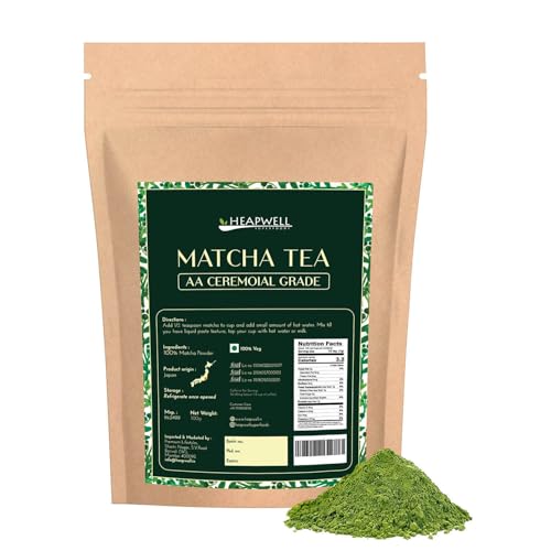 Image of Heapwell Superfoods Japanese Ceremonial Matcha Green Tea Powder, AA Grade, 100 Grams