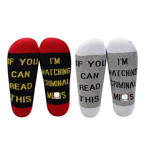 LEVLO If You Can Read This I'm Watching Criminal Cotton Socks Criminal Fans Gift (2 Pairs/Set)