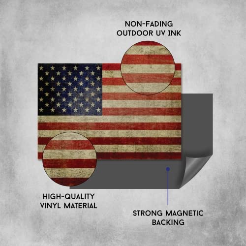 Magnet Me Up Weathered American Flag Car Magnet Decal, 4X6 Inches, Red, White And Blue, Heavy Duty Automotive Magnet For Car Truck Suv #TOP3