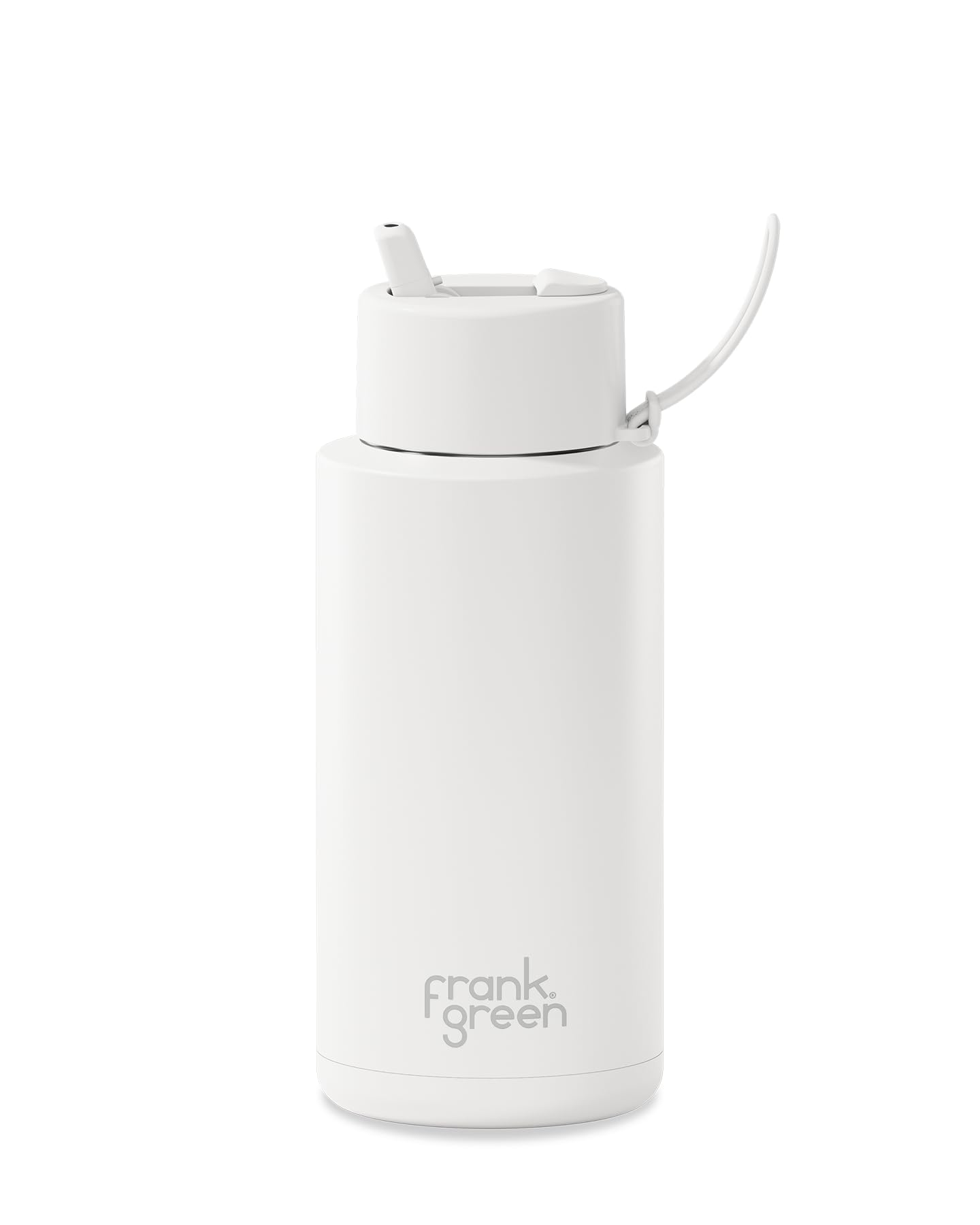 frank green - Ceramic Reusable Bottle - Stainless Steel Water Bottle With Straw, Insulated Water Bottle, Metal Water Bottle - Flip Straw Lid - 34oz - Cloud