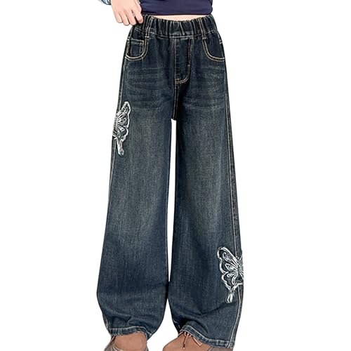 Girls Cute Bow Pant Baggy 𝐘2k 𝐁oyfriend Wide Leg Jeans Youth High Waist Straight Leg Fall Streetwears with Poket2