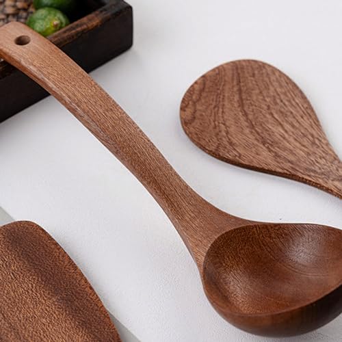Cooking Utensils Set, 4-Piece Set Solid Wood Ergonomic Handle Hangable Durable Bending Resistance Cooking Spoons,Comfortable to The Touch Rounded Edges Cooking Spatula for Home Kitchen Cooking - image 4