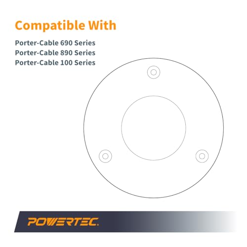 Image of POWERTEC Dia 2-1 /2 inch Router Base Plate, Clear Acrylic w /Multiple Predrilled Holes, Screws for Easy attaching & Routing with Larger Diameter bits. Fits Porter-Cable 690, 890, 100 Series routers (71218)