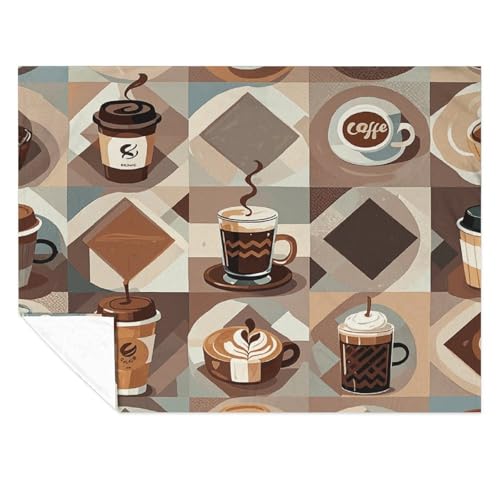 Couverture en micro polaire café 152x203 cm légère pour lit et canapé