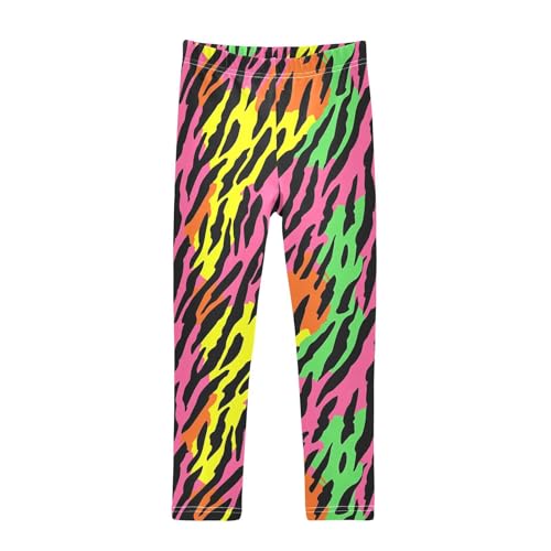 Zebra Colorful Skin Print Girls Casual Leggings for Kids Printed Long Pant Bottoms Stretch and Soft