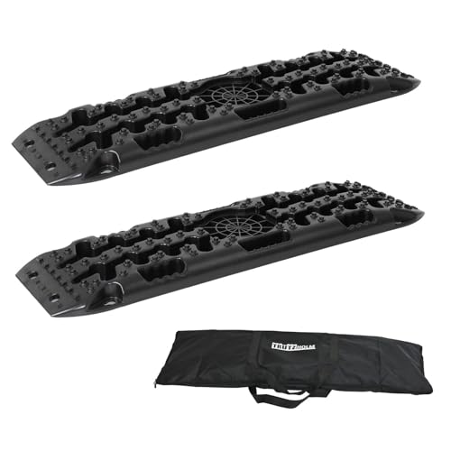 TRUTZHOLM 2 x Anfahrhilfe 106 x 31 x 6 cm Sandbleche 5 T Unterlegrampe Sandboards Offroad Traktionshilfe Recovery Board Schlamm Schnee Sand Camper Zubehör SUV PKW Wohnmobile mit Aufbewahrungstasche