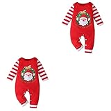 Toddmomy 2 Stücke Baby Strampler Kleinkind cm Cartoon Rot Bodysuit Santa Baumwolle Kleidung Overall Ärmel Jungen Weihnachten Mädchen Muster EIN Kleinkind Langarm für Jumpsuit Outfit Long