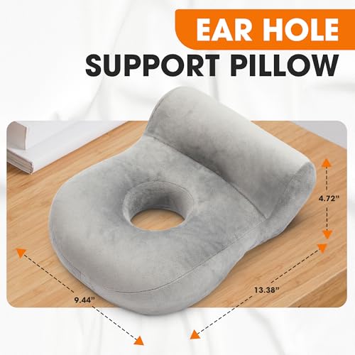 Cheer Collection Ear Piercing Pillow for Side Sleepers – Ear Pillow with Hole, Piercing Pillow Donut Design, Earring Pillow for Sleeping, Circle Pillow for Ear Pain Relief