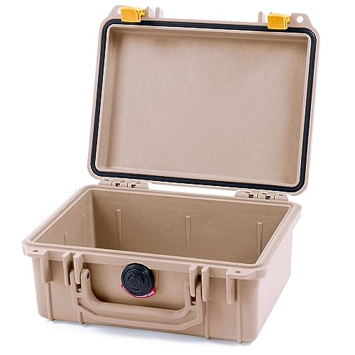 Pelican 1150 Case, Desert Tan with Yellow Latches, None (Case Only)