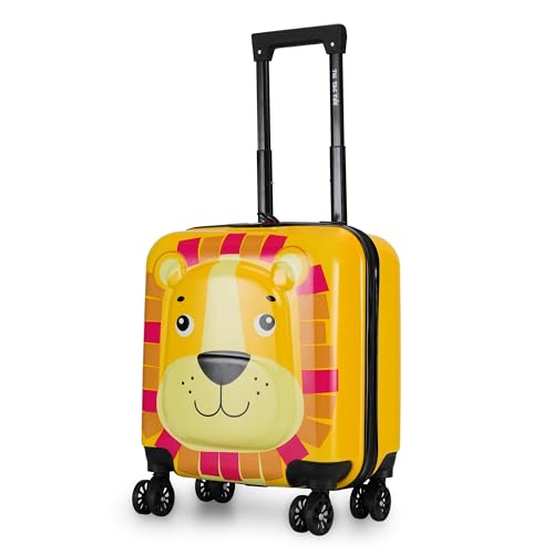Nasher Miles Tic Tac Toe Zoo Lion Hard-Sided Polycarbonate Cabin Luggage Yellow 17 Inch|44cm Kids Trolley Bag