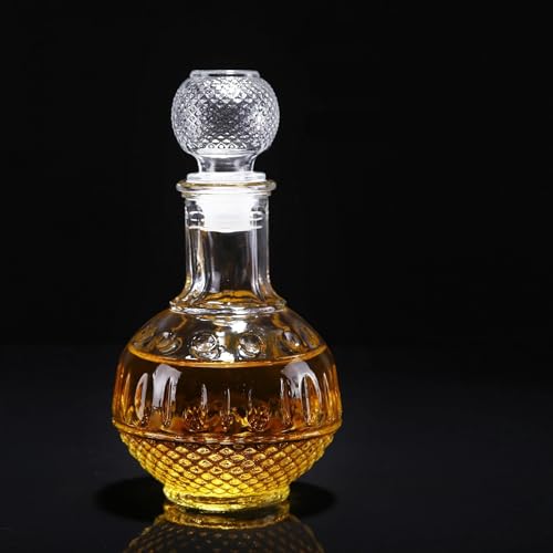 Image of European Style Glass Decanter Storage Container for Liquor, Whisky, Vodka, Scotch, Wine, Rum, Brandy, Champagne, Tequila, Juice (1000ML-ROUND Decanter)