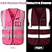 Funnysoft 2 Pcs Safety Vest High Visibility Reflective Horse Riding Vests with Pockets and Zipper for Men Women Equestrian (Pink)