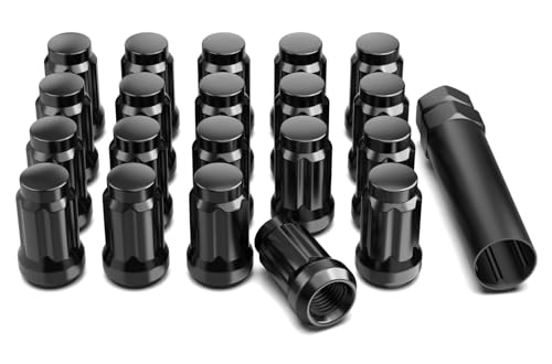 Gaemi 7/16 Lug Nuts,7/16 Spline Lug Nuts Black for Aftermarket Wheels,6 Spline Lug Nuts Set with 1 Socket Key,1.38
