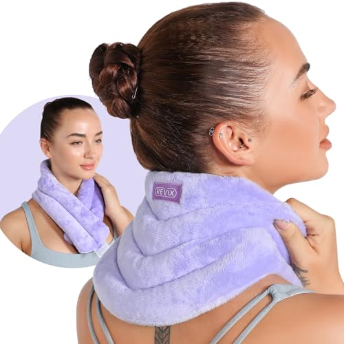 REVIX Neck Heating Pad Microwavable Heated Neck Wrap with Moist Heat for Stress Pain Relief, Microwave Neck Warmer for Woman, Unscented Hot Pack