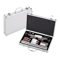 Basic Waffenreinigungsset 28-teilig Silber – Waffen Reinigungsset & Waffenpflege Koffer – Kaliber .17/4,5mm .22/5,56mm .270/7mm .30/7,62mm .38/9mm .40/10,2mm .410/ .44.45 – Waffenpflegeset