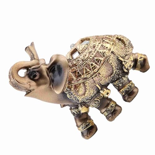 RiToEasysports Resina de Lucky Feng Shui Elephant Statue Figura: Prosperidad y Felicidad, Mano de Obra Exquisita, (Tamaño Mediano Dorado)