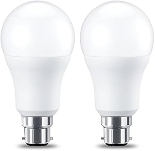 Amazon Basics LED B22 Bayonet Cap Bulb, 10.5W (equivalent to 75W), Warm White, Dimmable- Pack of 2