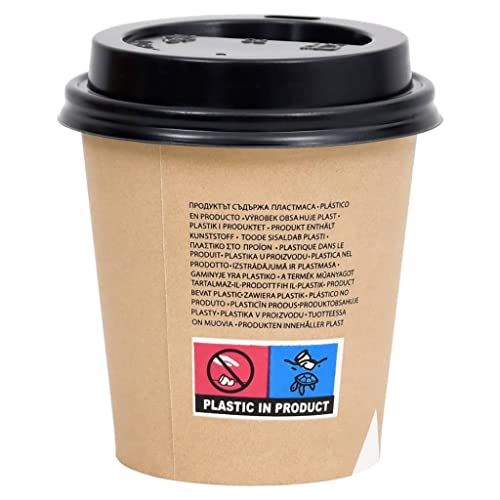 vidaXL 500x Vasos de Papel de Café con Tapa Taza Desechable Bebidas Té Chocolate Caliente Leche Recipiente Tiendas de… - Imagen 5
