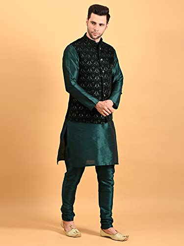 Image of Uri and MacKenzie Men's Silk Blend Kurta Pajama with Designer Ethnic Nehru Jacket /Modi Jacket