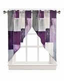 Rustic Purple Swag Curtains Valance For Kitchen Windows,Abstract Oil Painting Grunge Art Ombre Wide Rod Pocket Curtain Drapes,Bedroom Bathroom Cafe Living Room Light Filtering Drapery,72