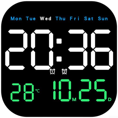 Horloge murale LED multifonctions à luminosité réglable et télécommande - 2