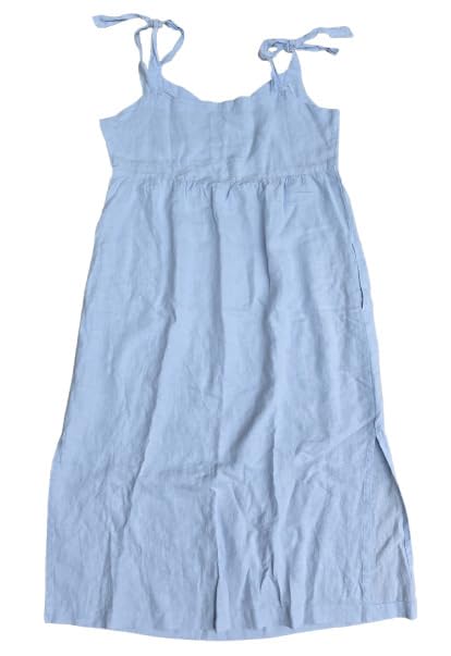 Robe femme 100% lin bleu clair confectionnée avec fronces délicates