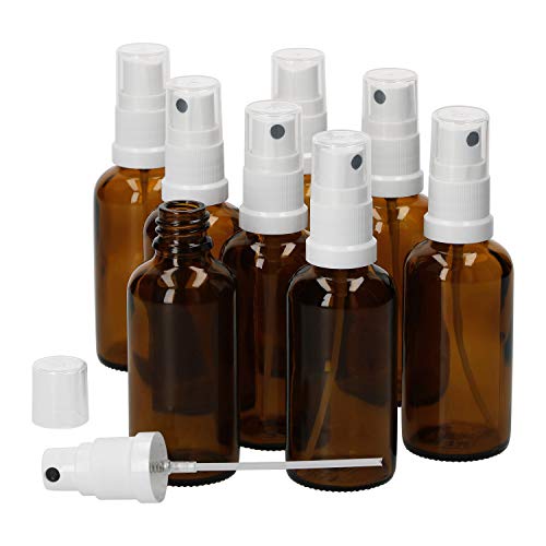MamboCat - Set di 8 flaconi in miniatura con nebulizzatore da 100 ml, flacone spray in vetro marrone, nebulizzatore, flacone da farmacia, contenitore per farmaci, protezione UV, riutilizzabile
