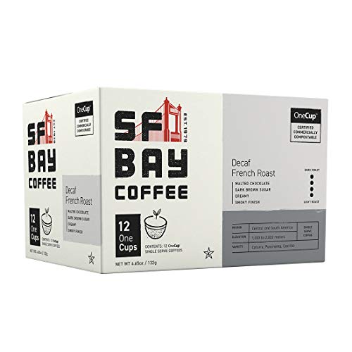 Image of San Francisco Bay Compostable Coffee Pods - DECAF French Roast (12 Ct) K-Cup Compatible including Keurig 2.0, Dark Roast, Swiss Water Processed