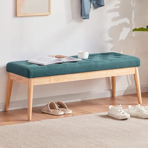 BAKAJI Banc de Rangement en Tissu avec Structure en Bois, Coffre Pouf Chambre à Coucher, entrée, Bureau, Chambre, Salon, Salon, Banc Ottoman, Rembourrage...