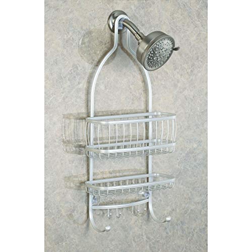 iDesign - 61974 York Metal Wire Hanging Shower Caddy, Extra Wide Space for Shampoo, Conditioner, and Soap with Hooks for Razors, Towels, and More, 10" x 4" x 22", Pearl White - Image 6