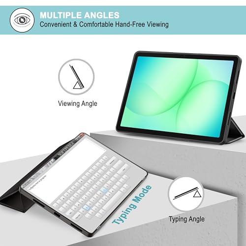 Image of CEDO Tri-Fold for Samsung Tab A11+ Plus (11 in) Smart Case Flip Cover with Multi Viewing Angles Stand | Leather Finish | Heat Dissipation | TPU Backcover (Black)