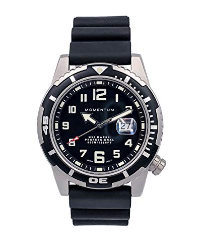 Men’s Sports Watch | M50 Nylon Dive Watch by Momentum | Stainless Steel Watches for Men | Sapphire Crystal Analog Watch with Japanese Movement | Water Resistant (500M/1650FT) Classic Watch - Black / 1M-DV52B1B