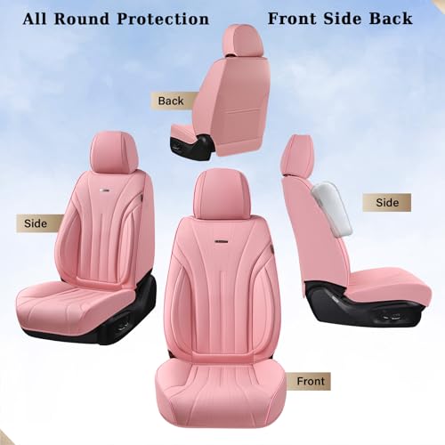 Coverado Pink Seat Covers for Cars, 2 Pack Leather Car Seat Covers, Luxury Waterproof Seat Covers, Front Car Seat Protectors, Driver Car Seat Cushions, Front Seat Covers Universal Fit for Most Cars by Coverado - Used condition - Image 8