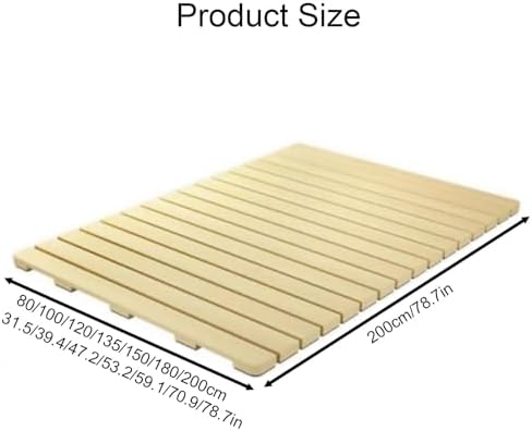 Breathable Moisture-Proof Japanese Futon Mattress Frame, Solid Wood Bed Plate, Waist Support Board for Bedroom & Living Room, 78.7x59.1in