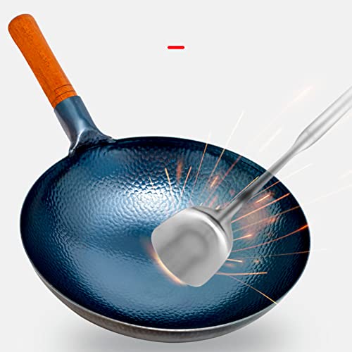 Wok de hierro fundido tradicional 32cm con tapa y mango de madera miniatura 5