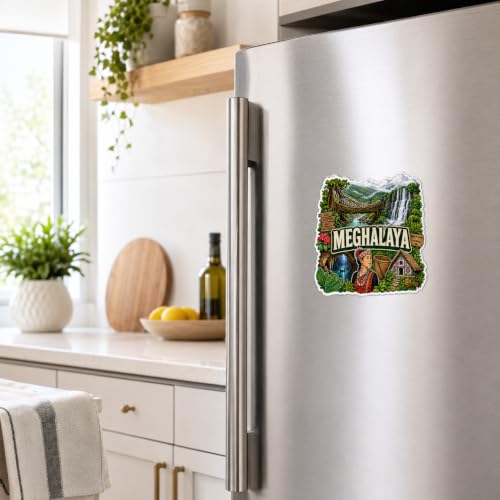 Image of Zesta Wooden Fridge Magnets Set | Refrigerator Decor Magnets for Kitchen | India Souvenir Fridge Magnet Collection | Wooden Magnet for Fridge Door Decoration (Meghalaya)