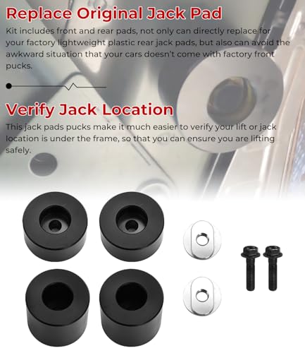 Image of Lifting Jack Pad Front & Rear Jack Pad Kit for Dodge Challenger Charger Magnum HellCat 300 2008-2016 Lift Pads Jack Stands Pucks (Front and Rear, Delrin Material)