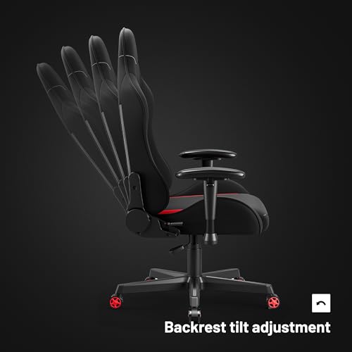Sedia da Gaming X-Starter | Sedia Gaming Ergonomica in Tessuto, Braccioli Regolabili, Meccanismo di Inclinazione | Sedia per PC, Gaming Chair, Poltrona da Ufficio | Nero - Sedia gaming - Immagine 3