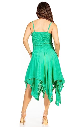 Image of Sakkas Ella Smocked Bodice Spaghetti Strap Double Layered Dress