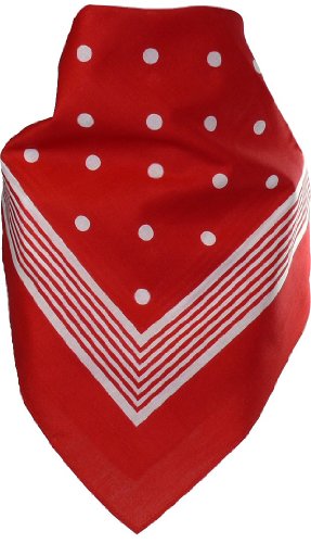 Harrys-Collection Damen Herren Großes Bandana mit Punkten in Baumwolle! 64x64 cm, Größen:Einheitsgröße, Farben:rot