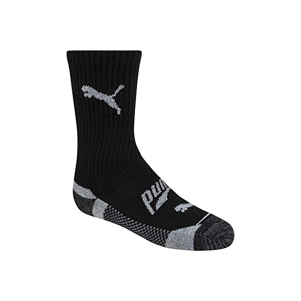 PUMA boys 6 Pack Crew Cut Socks, Grey/Navy, 7-8.5 - Image 3