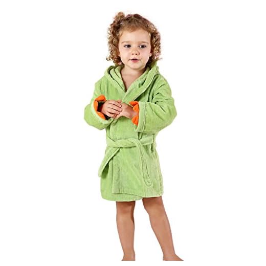 MICHLEY Bebé Ropa Niños Niñas Albornoz Capucha manta Toalla Pijamas Baño Algodón Animale para (Verde 1-3T)