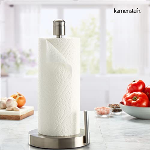 Image of Kamenstein Paper Towel Holder Countertop with Patented Perfect Tear Technology - Brushed Stainless Steel, Weighted Base, One-Hand Operation, No Unraveling