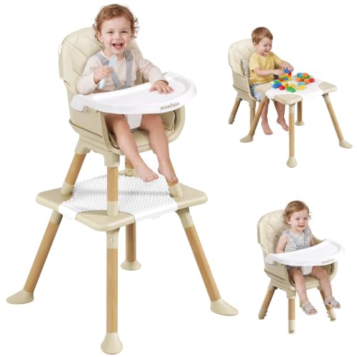 Image of 6 in 1 Convertible High Chair for Baby and Toddler,Toddler High Chair with Adjustable Tray & 5-Point Safety Harness, Dish-Washer Safe