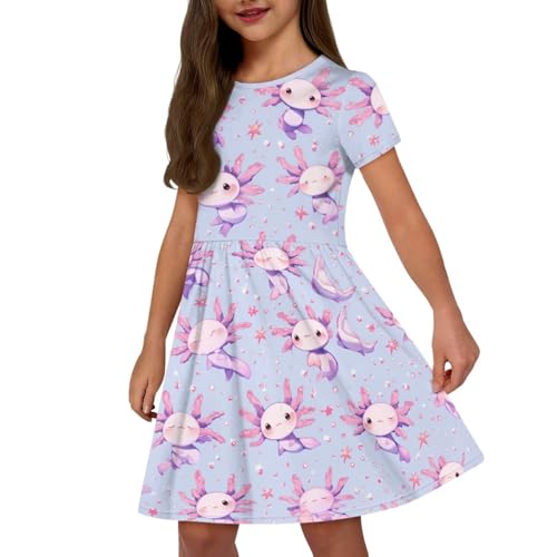 Image of Short Sleeve Dress for Girls with Pockets Cute Toddler Girl Clothes Summer 2-12