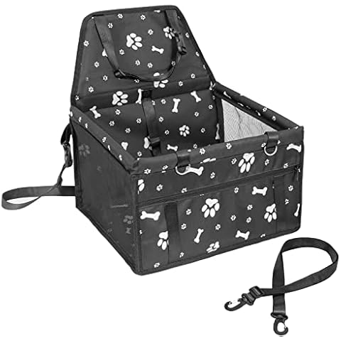 Pet Car Booster Seat Travel Carrier Cage, Headrest Strap and Fastening Strap for Dogs Cats Small Pet Cover